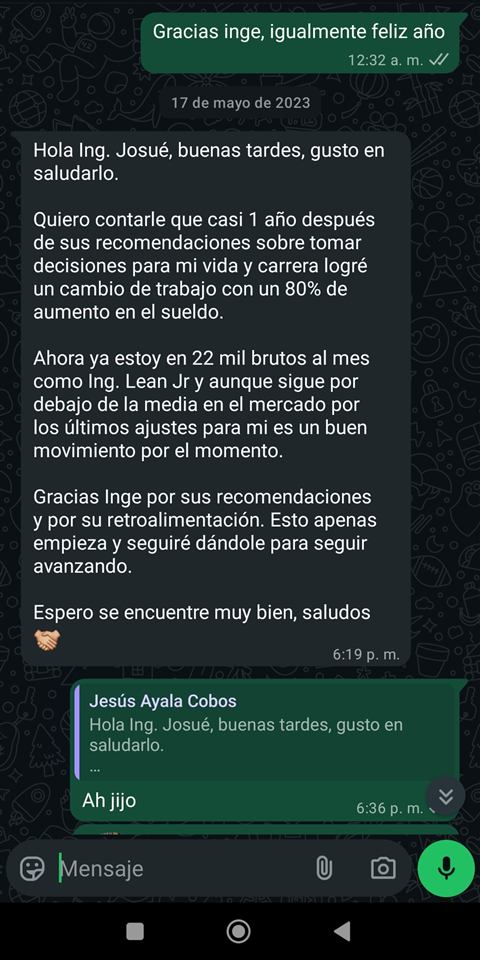 Fragmento de conversación real con Jesús Ayala Cobos (nombre y foto ocultos por privacidad)