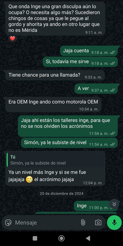 Fragmento de conversación real con Victor Mérida (nombre y foto ocultos por privacidad)